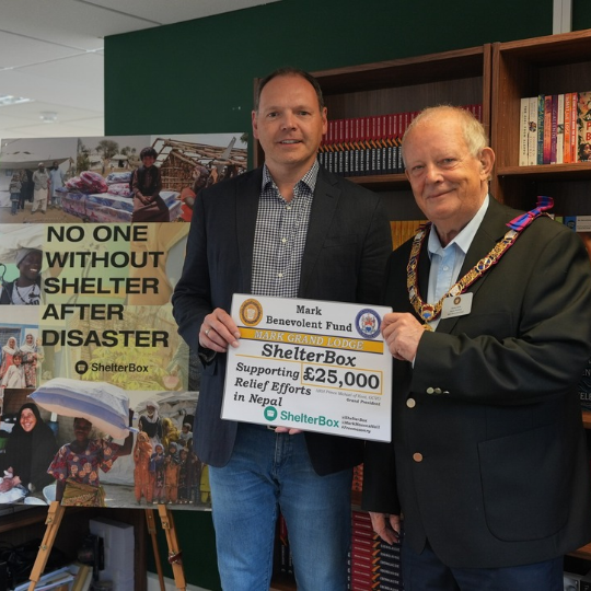The M.B.F. has donated £25,000 to support ShelterBox's emergency response in Nepal