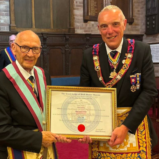 50 Year Certificate for W.Bro. Peter James Wiles